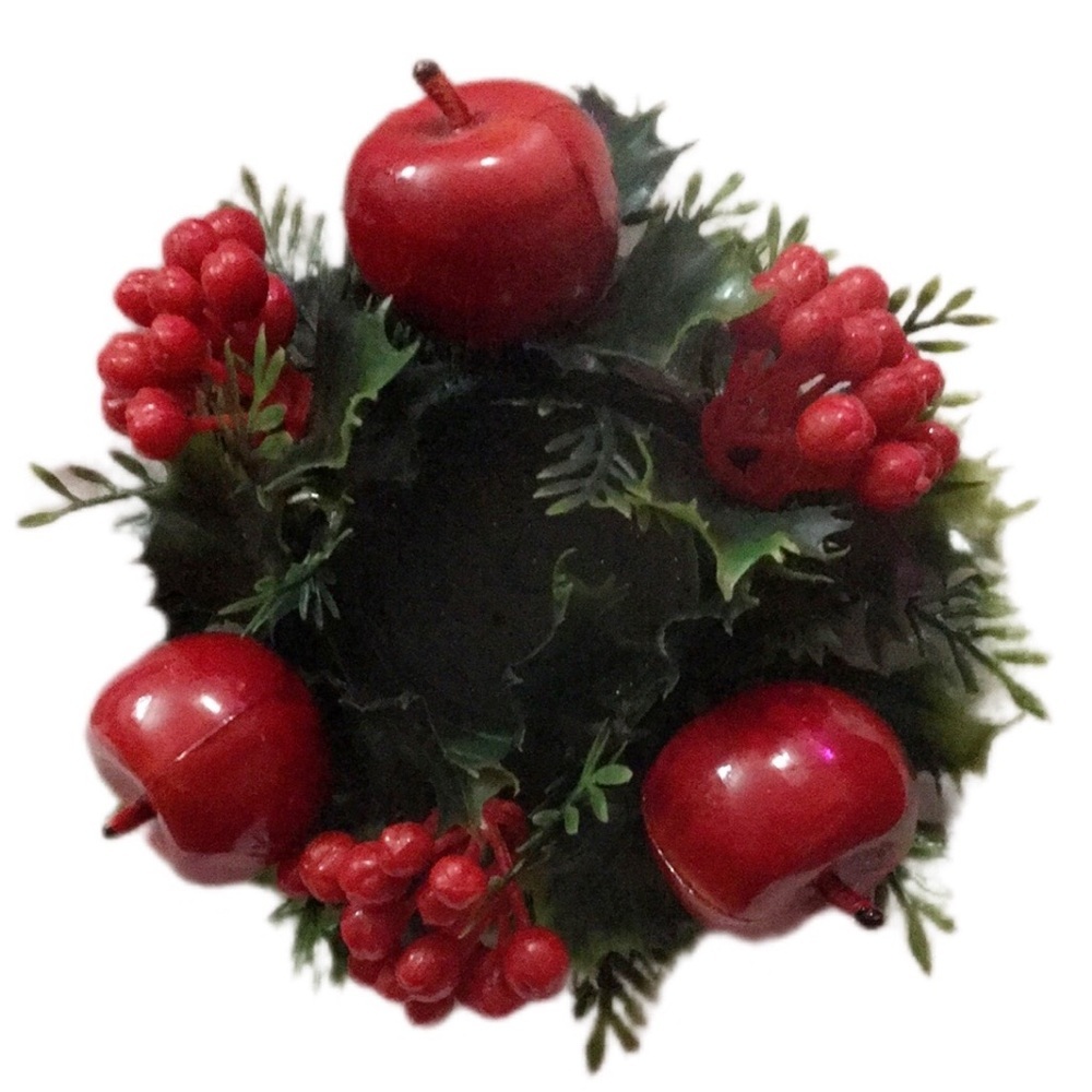 Festive Red Apple and Berry Wreath